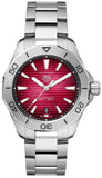 Tag Heuer Aquaracer Professional 200 Automatic Red Dial Silver Steel Strap Watch for Men - WBP2114.BA0627 Buy Now By Tag Heuer