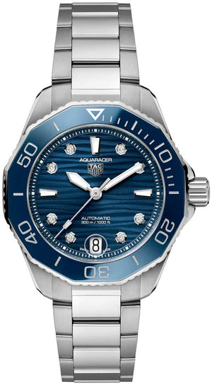 Tag Heuer Aquaracer Professional 300 Automatic Diamonds Blue Dial Silver Steel Strap Watch for Women - WBP231B.BA0618 Buy Now By Tag Heuer