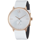 Calvin Klein Accent Silver Dial White Leather Strap Watch for Women - K2Y216K6 Buy Now By Calvin Klein