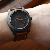 Fossil Machine Chronograph Black Dial Brown Leather Strap Watch for Men - FS5234 Buy Now By Fossil