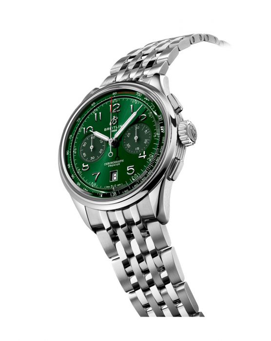 Breitling Premier B01 Chronograph 42 Green Dial Silver Steel Strap Watch for Men - AB0145371L1A1 Buy Now By Breitling