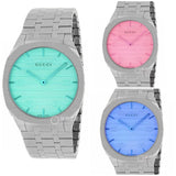 Gucci 25H Quartz Blue Dial Silver Steel Strap Unisex Watch - YA163408 Buy Now By Gucci