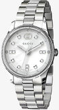 Gucci G Timeless Diamonds White Dial Silver Steel Strap Watch for Women - YA1265064 Buy Now By Gucci