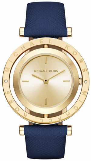 Michael Kors Averi Gold Dial Navy Blue Leather Strap Watch for Women - MK2526 Buy Now By Michael Kors