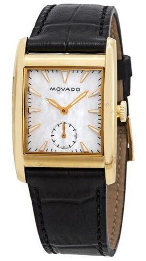 Movado Heritage Mother of Pearl White Dial Black Leather Strap Watch For Women - 3650050 Buy Now By Movado