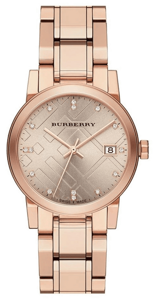 Burberry The City Diamonds Rose Gold Dial Rose Gold Steel Strap Watch for Women - BU9126 Buy Now By Burberry