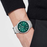 Versace V-Auria Quartz Green Dial Silver Steel Strap Watch for Men - VE0F00125 Buy Now By Versace