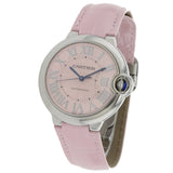 Cartier Ballon Bleu De Cartier Pink Dial Pink Leather Strap Watch for Women - WSBB0007 Buy Now By Cartier