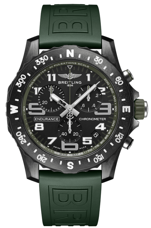 Breitling Endurance Pro Black Dial Green Rubber Strap Watch for Men - X82310D31B1S1 Buy Now By Breitling