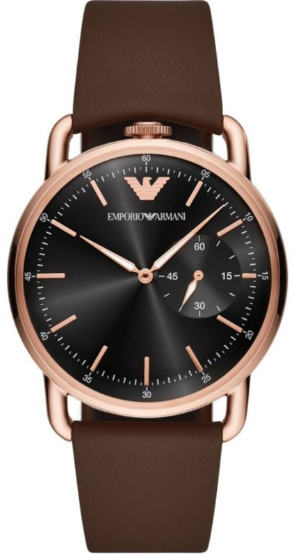 Emporio Armani Aviator Quartz Black Dial Brown Leather Strap Watch For Men - AR11337 Buy Now By Emporio Armani