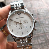 Emporio Armani Classic Chronograph Silver Dial Silver Steel Strap Watch For Men - AR1879 Buy Now By Emporio Armani