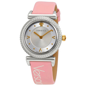 Versace V-Motif Silver Dial Pink Leather Strap Watch for Women - VERE00118 Buy Now By Versace