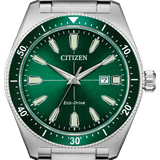 Citizen Eco Drive Vintage Green Dial Silver Steel Strap Watch For Men - AW1598-70X Buy Now By Citizen
