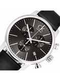 Calvin Klein City Chronograph Black Dial Black Leather Strap Watch for Men - K2G271C3 Buy Now By Calvin Klein