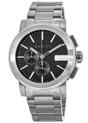 Gucci G Chrono Black Dial Silver Steel Strap Watch For Men - YA101204 Buy Now By Gucci