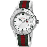 Gucci G Timeless White Dial Two Tone Nylon Strap Watch For Men - YA126231 Buy Now By Gucci