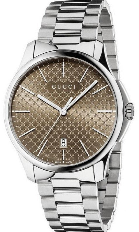 Gucci G Timeless Quartz Brown Dial Silver Steel Strap Watch for Men - YA126317 Buy Now By Gucci