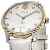 Gucci G Timeless Automatic Silver Dial Beige Leather Strap Watch For Men - YA126348 Buy Now By Gucci
