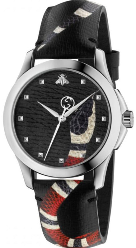 Gucci Le Marche Des Merveilles Black Dial Black Leather Strap Unisex Watch - YA1264007 Buy Now By Gucci