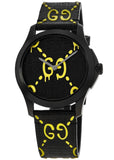 Gucci G Timeless Ghost Black Dial Black Leather Strap Watch For Men - YA1264019 Buy Now By Gucci