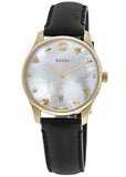 Gucci G-Timeless Mother of Pearl Dial Black Leather Strap Watch For Women - YA1264044 Buy Now By Gucci