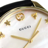 Gucci G-Timeless Mother of Pearl Dial Black Leather Strap Watch For Women - YA1264044 Buy Now By Gucci