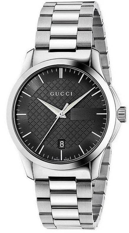 Gucci G Timeless Black Dial Silver Steel Strap Unisex Watch - YA126457 Buy Now By Gucci