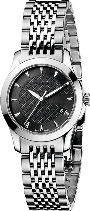 Gucci G Timeless Black Dial Silver Steel Strap Watch For Women - YA126502 Buy Now By Gucci