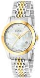 Gucci G Timeless Diamonds Mother of Pearl Dial Two Tone Mesh Bracelet Watch for Women - YA126513 Buy Now By Gucci