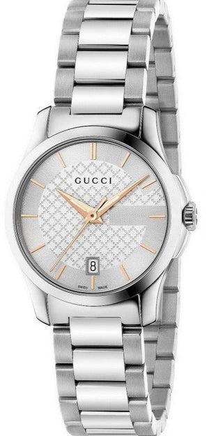 Gucci G Timeless Silver Dial Silver Steel Strap Watch For Women - YA126523 Buy Now By Gucci