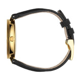Gucci Interlocking G Gold Black Dial Black Leather Strap Unisex Watch - YA133326 Buy Now By Gucci