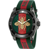 Gucci Dive Green & Red Dial Green & Red Nylon Strap Watch For Men - YA136216 Buy Now By Gucci
