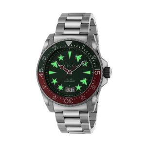 Gucci Dive Quartz Green Dial Silver Steel Strap Watch For Men - YA136222 Buy Now By Gucci