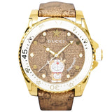 Gucci Dive Doraemon Brown Dial Brown Leather Strap Watch For Men - YA136334 Buy Now By Gucci