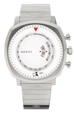 Gucci Grip Chronograph Mickey Mouse White Dial Silver Steel Strap Watch For Men - YA157306 Buy Now By Gucci