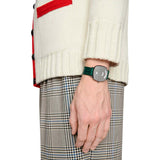 Gucci Grip Quartz Silver Dial Green Leather Strap Watch For Women - YA157404 Buy Now By Gucci