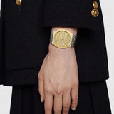 Gucci 25H Quartz Gold Dial Silver Steel Strap Watch for Men - YA163405 Buy Now By Gucci