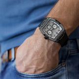 Guess Phoenix Multifunction Silver Dial Black Silicone Strap Watch For Men - GW0048G1 Buy Now By Guess