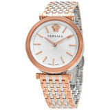 Versace V-Twist White Dial Two Tone Mesh Bracelet Watch for Women - VELS00719 Buy Now By Versace