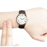 Guess Wafer Quartz White Dial Brown Leather Strap Watch For Men - W70016G2 Buy Now By Guess