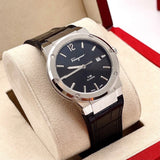Salvatore Ferragamo F-80 Classic Black Dial Black Leather Strap Watch for Men - SFDT00219 Buy Now By Salvatore Ferragamo