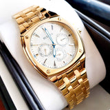 Bulova Multifunction White Dial Gold Steel Strap Watch for Men - 97C105 Buy Now By Bulova