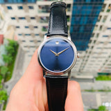 Movado Museum Blue Dial Black Leather Strap Watch For Men - 2100009 Buy Now By Movado