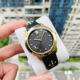 Versace Audrey Quartz Black Dial Black Leather Strap Watch for Women - VELR00319 Buy Now By Versace