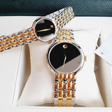 Movado Veturi Quartz Black Dial Two Tone Steel Strap Watch for Women - 0606933 Buy Now By Movado