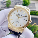 Salvatore Ferragamo F-80 Classic Silver Dial Brown Leather Strap Watch for Men - SFDT00419 Buy Now By Salvatore Ferragamo