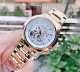 Bulova BVA Skeleton Silver Dial Gold Steel Strap Watch for Men - 97A108 Buy Now By Bulova