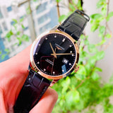 Longines Record Black Dial Black Leather Strap Watch for Men - L2.821.5.57.2 Buy Now By Longines