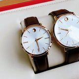 Movado Ultra Slim Silver Dial Brown Leather Strap Watch For Women - 0607093 Buy Now By Movado