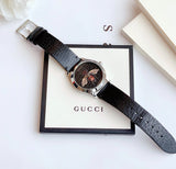 Gucci G Timeless Bee Black Dial Black Leather Strap Watch For Women - YA1264067 Buy Now By Gucci